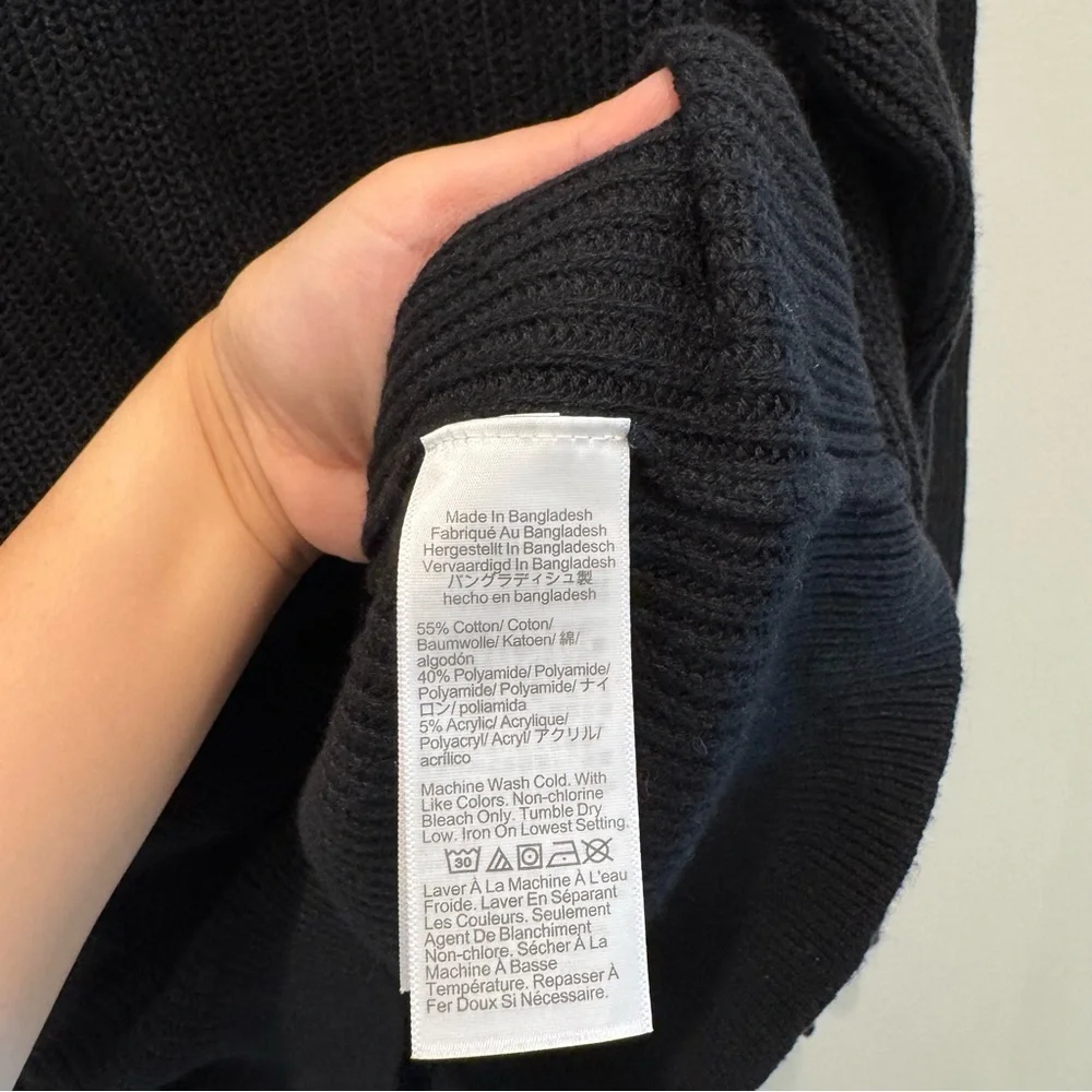 J. Crew Button Raglan Crewneck Sweater black Size XXL